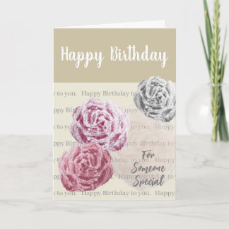 Carte d'anniversaire esquisse de roses sentimental