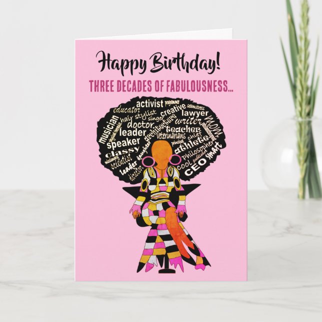 Carte d'anniversaire fabuleuse femme afro-américai (Devant)