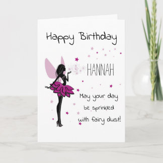Carte d'anniversaire Fairy personnalisée - rose