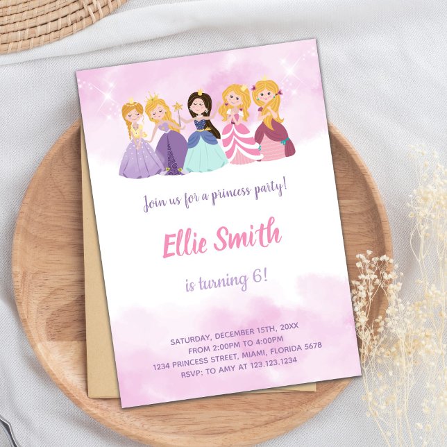 Carte d'anniversaire Fairy Tale personnalisée pour (Princesses Birthday Invitations)