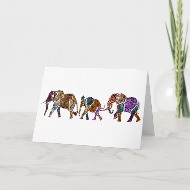 Carte d'anniversaire famille éléphant (Devant)