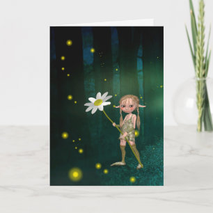 CARTE D'ANNIVERSAIRE FANTASY AVEC LUCIOLLES & FILL
