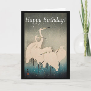 Carte d'anniversaire Faune de Egrets japonais dans