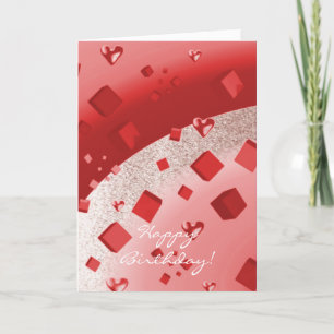 Carte d'anniversaire fausse pailletée or rose et r