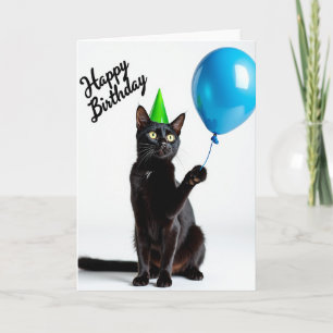 Carte d'anniversaire féline festive