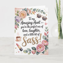 Carte d'anniversaire féminine avec fleurs et paill