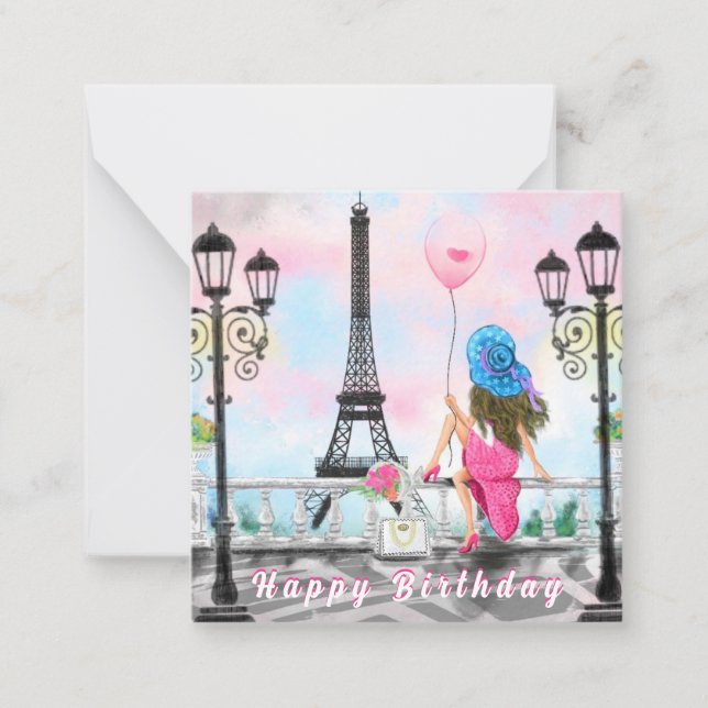 Carte d'anniversaire Femme à Paris avec Tour Eiffe (Devant)