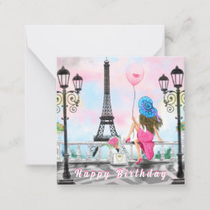 Carte d'anniversaire Femme à Paris avec Tour Eiffe