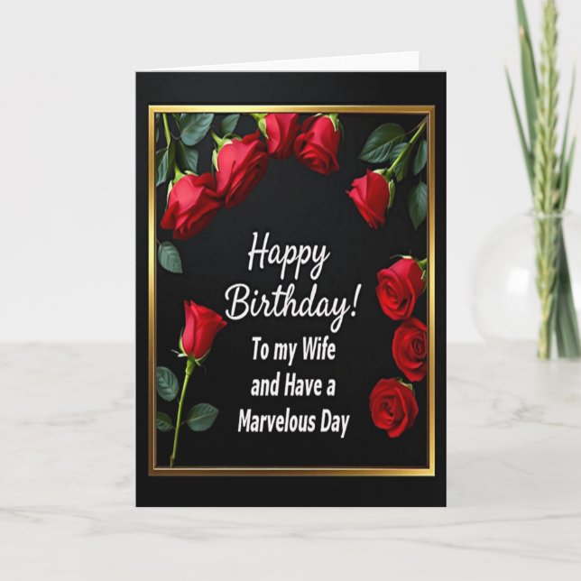Carte d'anniversaire femme épouse rose rouge (Devant)