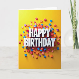 Carte d'anniversaire festive en blocs 3D