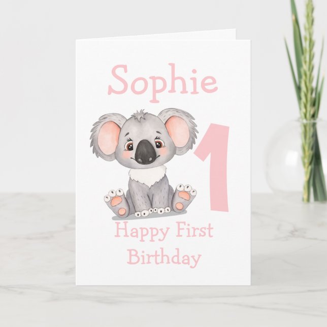 carte d'anniversaire fille Koala (Devant)