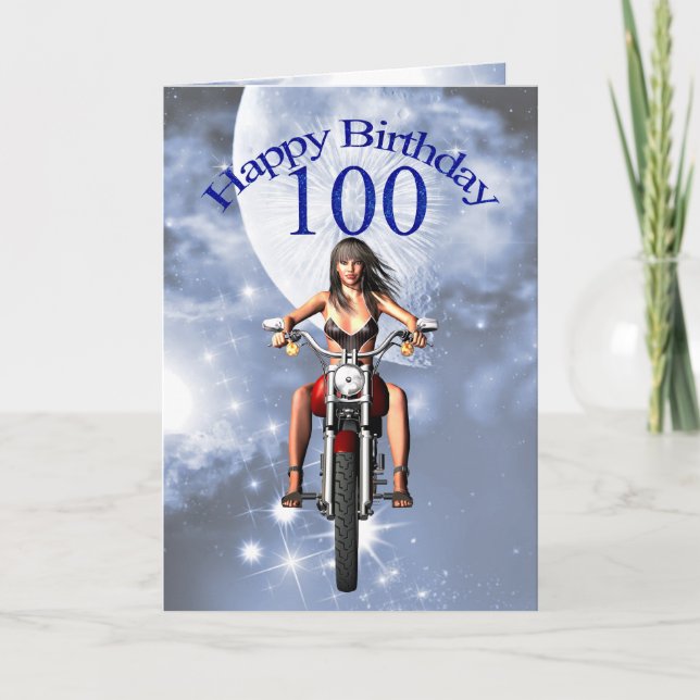 Carte d'anniversaire fille moto (Devant)