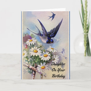 Carte D'Anniversaire Fille Oiseaux Et Fleurs