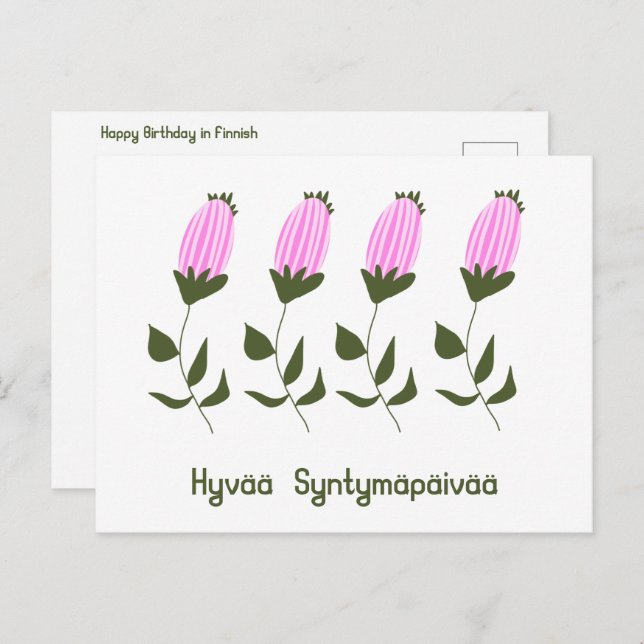 Carte d'anniversaire finnoise (Devant / Derrière)
