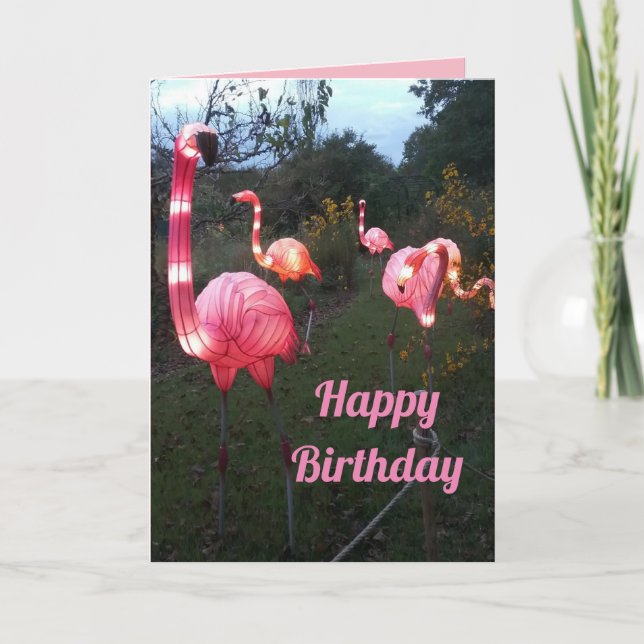 Carte d'anniversaire Flamant rose amusant (Devant)