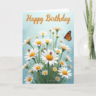 Carte d'anniversaire Fleur Blanche Joyeuse
