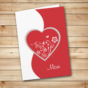 Carte d'anniversaire Fleur de coeur rouge pour Mam