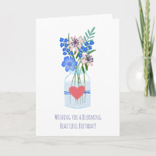 Carte d'anniversaire Fleur de Pervenche en pot Mas