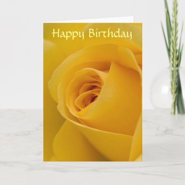 Carte d'anniversaire - fleur de rose jaune (Devant)