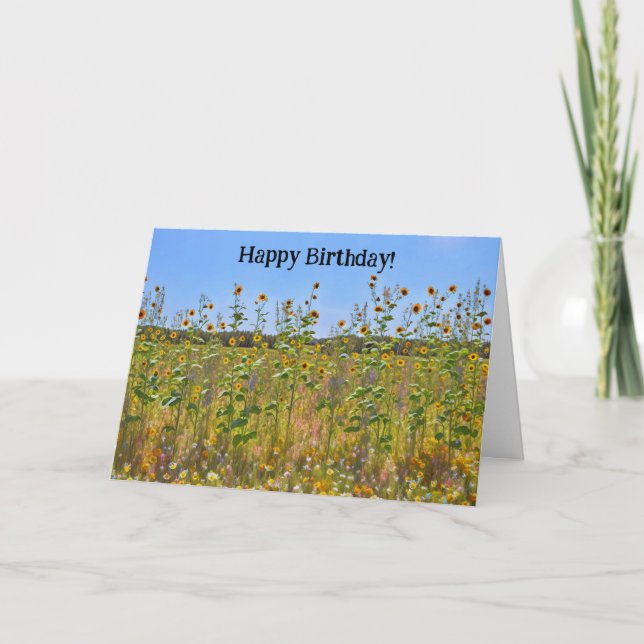 Carte d'anniversaire fleur sauvage des tournesols (Devant)