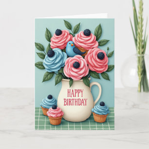 Carte d'anniversaire Fleur sucrée glaçée