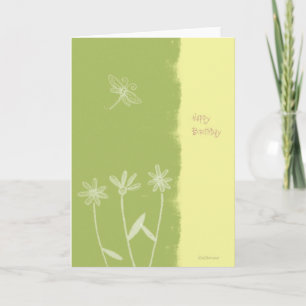 Carte d'anniversaire Fleurs et libellules
