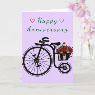 Carte d'anniversaire Fleurs romantiques Vélo