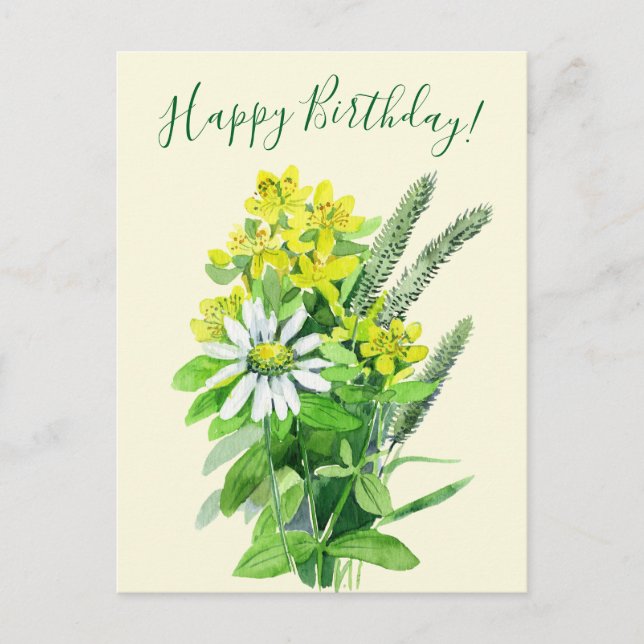 Carte d'anniversaire fleurs sauvages (Devant)