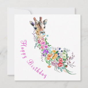 Carte d'anniversaire Floral Giraffe