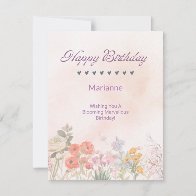Carte d'anniversaire Floral moderne (Devant)
