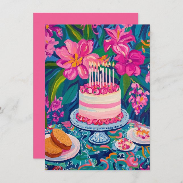 Carte d'anniversaire florale (Devant / Derrière)