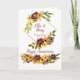 Carte d'anniversaire florale aquarelle pour couple
