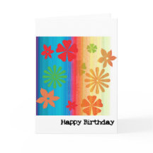 Carte d'anniversaire - florale (bleu, oranges)