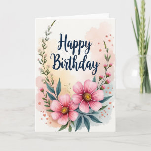 Carte d'anniversaire florale Chevron