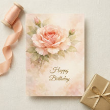 Carte d'anniversaire florale chrétienne Rose Blush