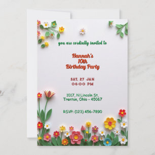 Carte d'anniversaire florale colorée