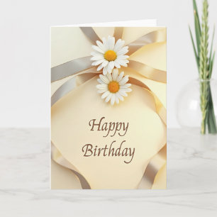 Carte d'anniversaire florale crémeuse