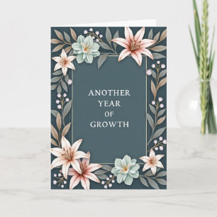 Carte d'anniversaire florale de croissance