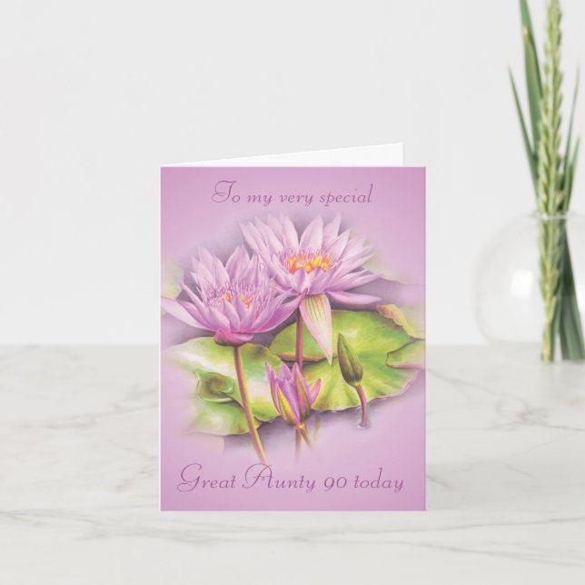 Carte d'anniversaire florale de la tante 90 de (Devant)