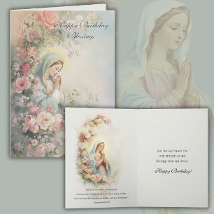 Carte d'anniversaire florale de la Vierge catholiq