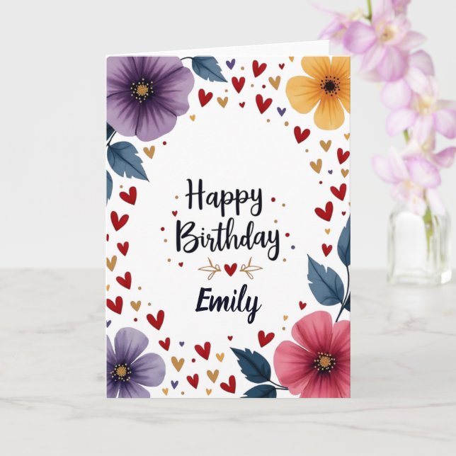 Carte d'anniversaire florale délicieuse en florais (Orchidée)