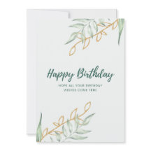 Carte d'anniversaire florale Elegant Greenery | Bo