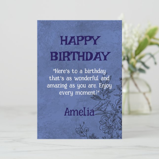 Carte d'anniversaire florale élégante (Debout devant)