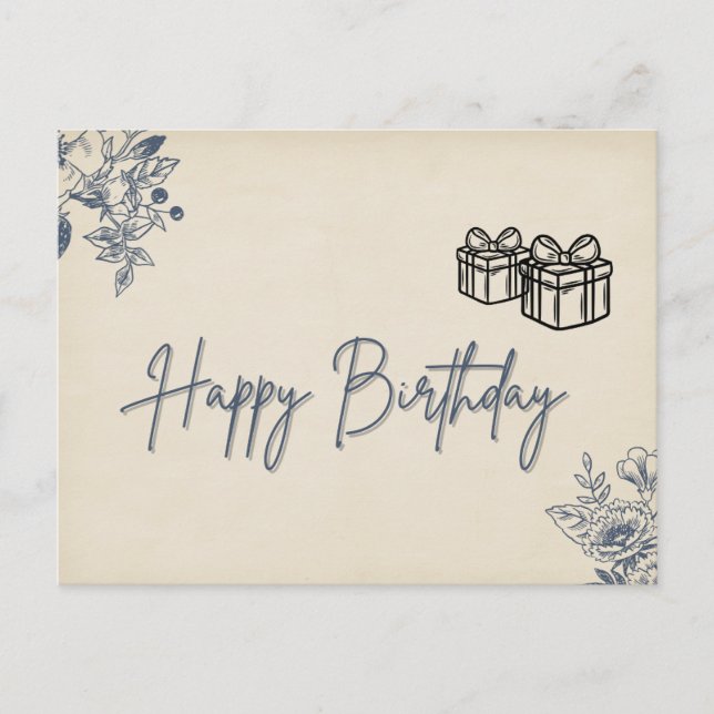 Carte d'anniversaire florale élégante - Floral dél (Devant)