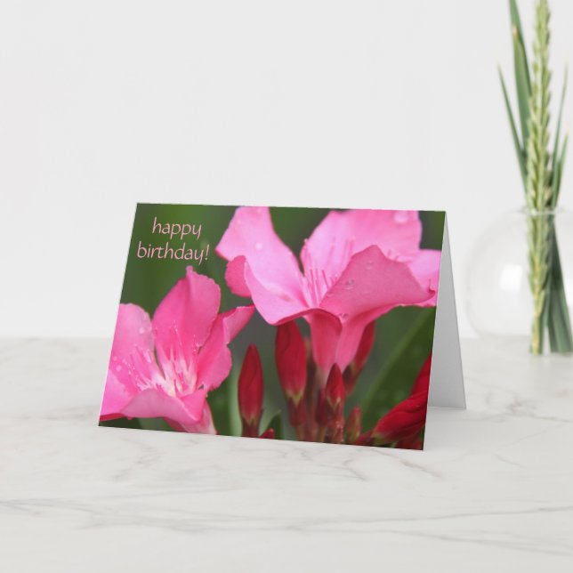 carte d'anniversaire florale et assez rose de (Devant)