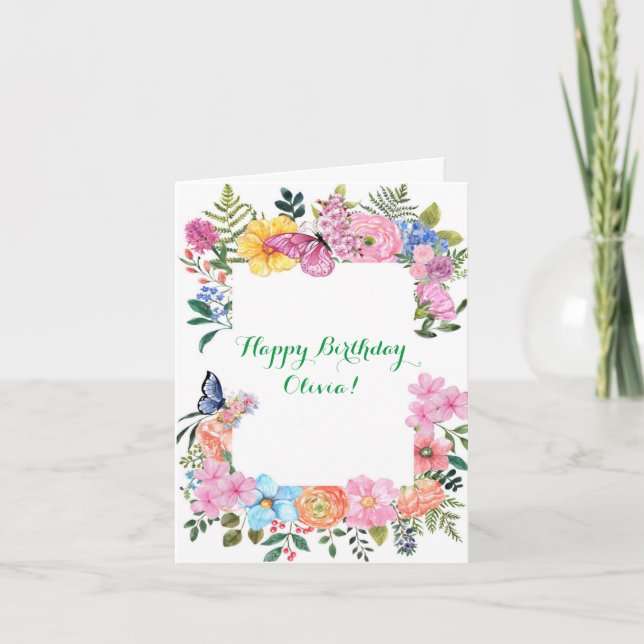 carte d'anniversaire florale joyeux anniversaire (Devant)