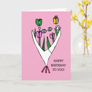 Carte d'anniversaire florale "Joyeux Anniversaire"