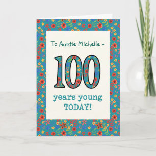 Carte d'anniversaire florale personnalisée 100 ans