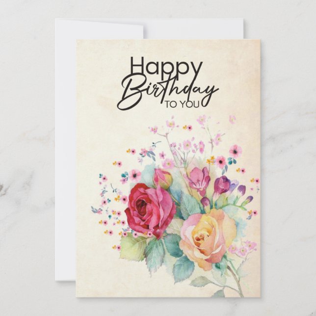 Carte d'anniversaire florale pour elle (Devant)