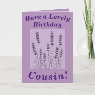Carte d'anniversaire florale pourpre pour Cousin
